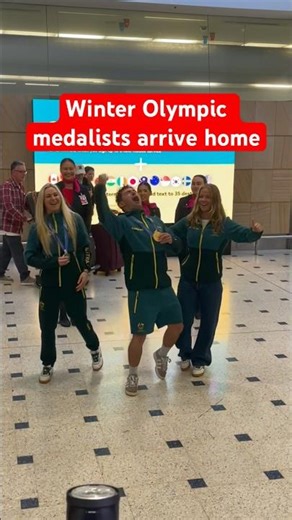 Cooper Woods and Danielle Scott arrive home in Australia #winterolympics #milanocortina2026