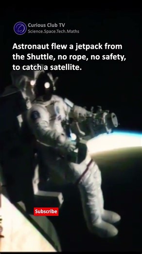 April 1984. Astronaut flew the Manned Maneuvering Unit untethered from Space Shuttle Challenger