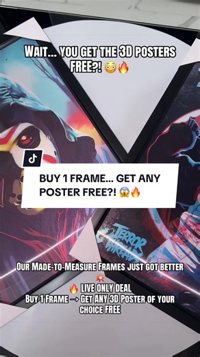 Our Made-to-Measure Frames just got better 💥 🔥 LIVE ONLY DEAL Buy 1 Frame ➝ Get ANY 3D Poster of your choice FREE No limits. No small print. Pick ANY design — Anime, Horror, Superhero, Gaming & more 👀 Upgrade your wall properly. 👉 Join the LIVE & tap TikTok Shop below to claim the deal ⚠️ Live deal only — once the stream ends, it’s gone #tiktokmademebuyit #fyp #3D #FrameDeal #RoomUpgrade