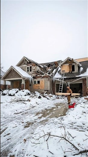 Winter Storm Damaged House Exterior Construction #shorts #transformation
