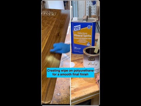 How I get a smooth final coat on my tables #polyurethane #woodfinishing #woodshop ￼