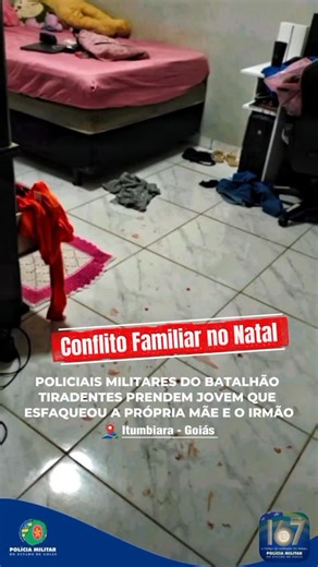 5°BPM- 6ºCRPM - PMGO on Instagram: "🚔 *PMGO* *6º CRPM* *5º BPM* 📢 *POLICIAIS MILITARES DO BATALHÃO TIRADENTES PRENDEM JOVEM QUE ESFAQUEOU A PRÓPRIA MÃE E O IRMÃO* Na *data de Natal*, policiais militares do *Batalhão Tiradentes* atenderam uma ocorrência envolvendo *violência familiar* no *Bairro Dona Marolina*, em Itumbiara-GO. Durante o atendimento, foi constatado que, no decorrer de uma briga, uma *jovem desferiu golpes de arma branca*(facada) contra a *própria mãe e o irmão*, causando lesões