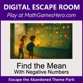 Find the Mean with negative numbers | Digital Math Escape Room Game