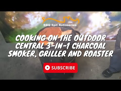 Cooking on the Outdoor Central 3-in-1 Charcoal Smoker, Griller and Roaster