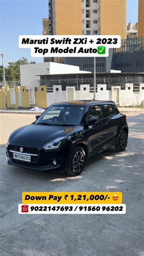 Nilesh Udmale on Instagram: "✅ Maruti Swift ZXI Auto plus Petrol ⛽️ 2023, 1st Owner, 60000km Run, Drive Easy anybody Full Warranty trust 😍 Alloy wheel 🛞 Projector head lamp, DRL, premium black interior, Mirror control and mirror foldable, Push Button start, key 🔑 less entry, Rear wiper, rear defogger, steering control, Safety Airbags ABS EBD, Door side impact beam, Tilt with telescopic steering Collapsable safety🥰 Price ₹ 7,75,000/- Negotiable It’s Black beauty demanding colour ✅Down Pay ₹ 9
