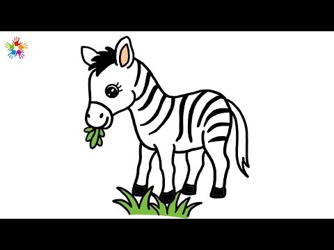 How to draw a zebra. Zebra drawing for kids and toddlers..