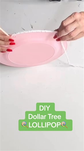 5K views · 60 reactions | You won’t believe how easy this Dollar Tree DIY is—turn party plates, yarn, a balloon stick (or skewer), and a cute bow into the sweetest giant lollipop for your holiday decor!  #DollarTreeDIY | Olivia's Romantic Home DIY | Facebook