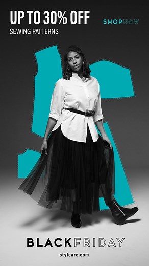 It’s here! 🎉 Shop Style Arc’s Black Friday sale and get 30% off PDF patterns (code: BFPDF30) or 20% off hard-copy patterns (code: BFPaper20). Stock up on your new favourite sewing patterns – or gifts for your loved ones – and save with Style Arc! ** Offer excludes new releases, bonus patterns, ‘Get the Look’s and discounted pattern bundles. | Style Arc sewing patterns