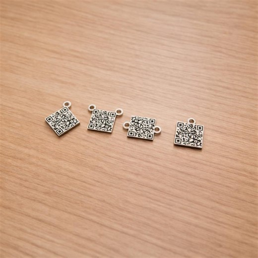 Custom Order QR Code Logo Charm Link Tag for Your Brand, Custom Engraved Charm With Hoops, Custom Brand Link Tag, Branding Charm - Etsy