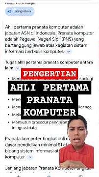 pengertian dan tugas ahli pertama pranata komputer #sarjanateknik #teknikinformatika