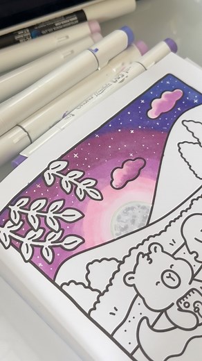 How to color a moonlit sky #coloring #coloringtutorial #howtocolor | Elgee Colors