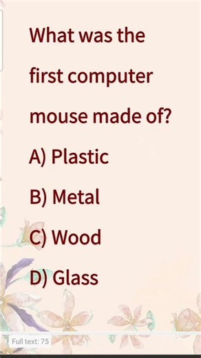 What was the first computer mouse made of Plastic Metal Wood Glass