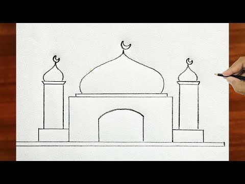 Drawing a mosque very easy | Mosjid drawing very simple