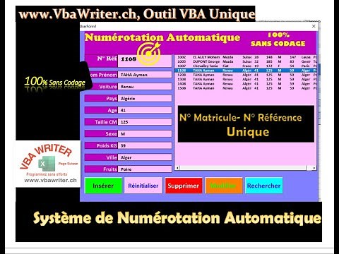 VBA Système de Numérotation automatique- Sans Codage_41. VbaWriter.ch