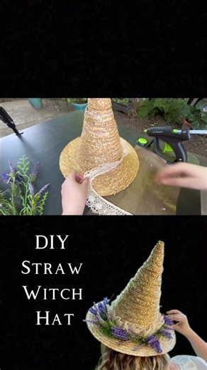 I made my own straw witch hat for a costume! #diy #halloween #costume #witchhat