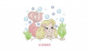 Mermaid Embroidery Designs - Ocean Sea Princess Machine Pattern - Mermaid Rippled Design - Baby Girl File - Instant Download Pes Jef Dst Hus - Etsy