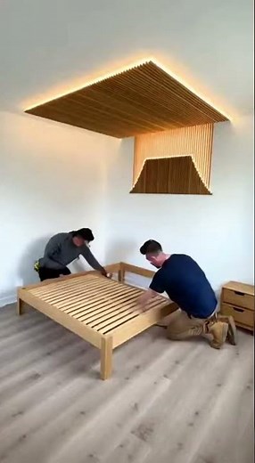 Cozy Wooden Slat Wall & Ceiling Design | Modern Bedroom Renovation 💡🛏