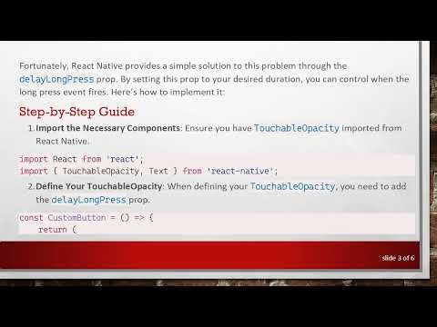 Customizing TouchableOpacity Long Press Duration in React Native