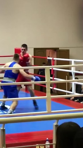 Intense Boxing Match: Red Gloves vs. Blue Gloves