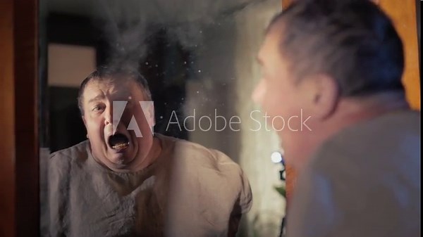 Man psycho in a straitjacket near the mirror seizure depressive.In depression, a person may see a distorted reflection of themselves in the mirror – a loser, a weak, or worthless person.