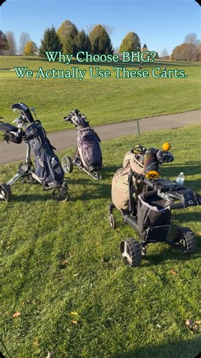 Four electric push carts at the tee box today… three by us, and one stray up by the senior tees 😂 But this is exactly why people choose Big Horn Golfer. We actually use these carts. Every week. Every course. Every hill. We know how they handle side slopes, which carts follow the best, which remotes feel smooth, which brands shine on hilly Western PA terrain, and which accessories are worth it. When you reach out to us, you’re not talking to a call center or someone reading off a spec sheet — yo