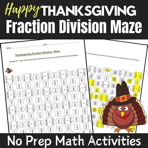 Buy Thanksgiving Fraction Maze: Math Activity for Grades 4-6 (printable PDF) Online in India - Etsy