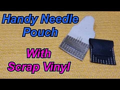 How to make an emergency sewing kit needle pouch with scrap vinyl or leather. Easy beginner sewing.