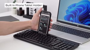 cimetech Wireless Keyboard and Mouse Combo, 2.4G Quiet Computer Keyboard with Tablet Phone Holder, Silent Optical Mouse, Automatic Power Saving Function, for PC Laptop Windows Mac