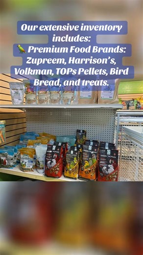 🌟 AZ Exotic Bird Supply: Your One-Stop Shop for Bird Care! 🌟Located at 2724 N Scottsdale Rd in Scottsdale, AZ Exotic Bird Supply has everything you need to keep your feathered friends healthy, happy, and entertained.Our extensive inventory includes:🦜 Premium Food Brands: We did just get our 1st order of Hagen Tropimix, at this time its available in large bird 4lb and small 2lb bag for small birds .Zupreem, Harrison’s, Volkman, TOPs Pellets, Bird Bread, and treats.🍓 Lafaeber’s Nutri-Berries: 