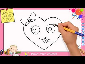 Comment dessiner un coeur emoji KAWAII & FACILEMENT pour ENFANTS 10