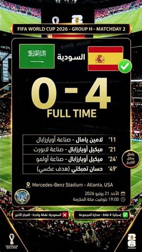 ملخص مباراه السعوديه واسبانيا في كاس العالم2026 #مباريات_اليوم #السعودية_إسبانيا#منتخب_السعودية