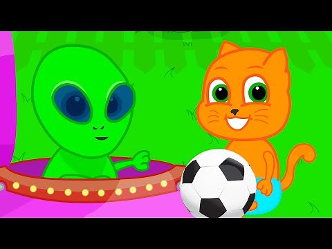 Família de Gatos - Malabarista Alienígena Desenho Infantil em Português