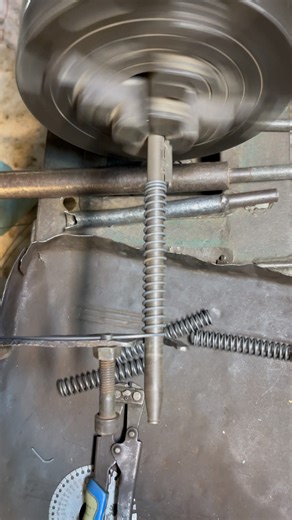 Handmade Iron Spring on Lathe Machine | Simple Metal Spring Making #shortvideo