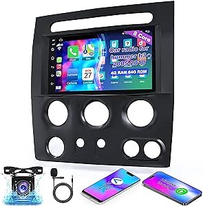 4G+64G Android 12 Car Radio for Hummer H3 2005 2006 2007 2008 2009 2010, 9 Inch Touch Screen H3 Stereo with Wireless CarPlay, Android Auto, GPS, WiFi, HD Backup Camera, SWC, Bluetooth 5.2, FM Radio