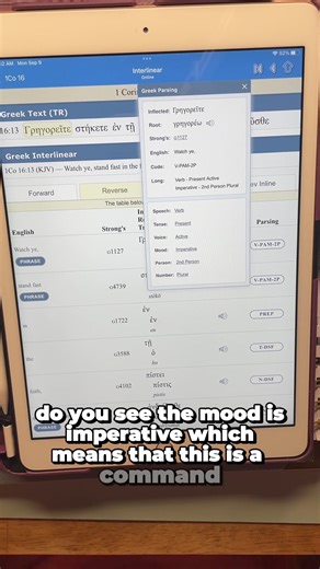 Let’s talk more about parsing those verbs😜 I want to talk today about imperative verbs. An imperative verb is a command or order to the hearer to perform a certain action. ⭐️An imperative verb in the present tense: tells someone to do something right now and to keep doing it. It focuses on ongoing or repeated actions. It requires a longterm commitment of a lifestyle. ⭐️An imperative verb in the aorist tense: focuses on an action being done in a single moment. There is an urgency and a call to a