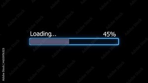 Neon light loading royal blue rectangle frame ,downloading processing medium gray blue animation. Black background 4k video.