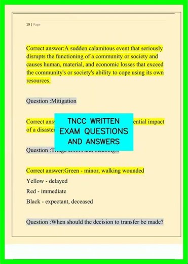 TNCC WRITTEN EXAM QUESTIONS AND ANSWERS video