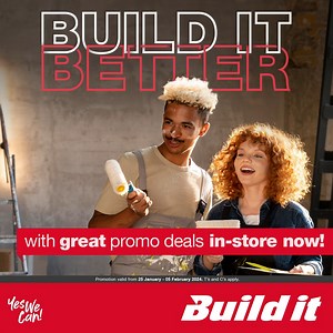 97K views · 488 reactions | Whatever you need to build it better, Yes We Can! Shop great deals on all your building materials and more at Build it. We have a wide product range, great specials and expert advice awaiting you in-store. Promotion valid from 25 January to 5 February 2024 at participating stores only. Ts and Cs apply. Visit www.buildit.co.za/stores to find your nearest store. | Build it | Facebook