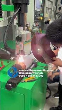 Automtic TIG weld nozzle nut on the aluminum cylinder