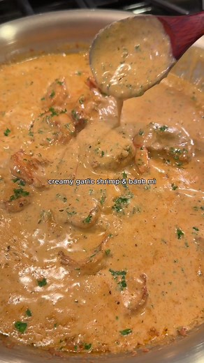 Creamy Garlic Shrimp with Fresh Bánh Mì