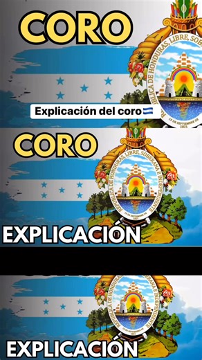 El coro del Himno Nacional de Honduras nos habla de la belleza y el significado de nuestros símbolos patrios. La bandera es como un cielo brillante, con una franja blanca que representa la paz y la pureza que deben tener todos los hondureños. Las cinco estrellas recuerdan que los países de Centroamérica alguna vez fueron una sola nación y podrían volver a unirse como una patria fuerte y respetada. El escudo tiene la frase: “República de Honduras, libre, soberana e independiente” y la fecha de nu