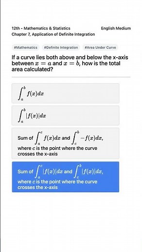 Calculating Total Area Under Curve 12th Math Application of Definite Integration