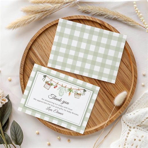 Locally Grown Baby Shower Thank You Card Template, Printable Baby Thank You Cards, Folded or Postcard Thank You Notes, Rustic Baby Shower - Etsy