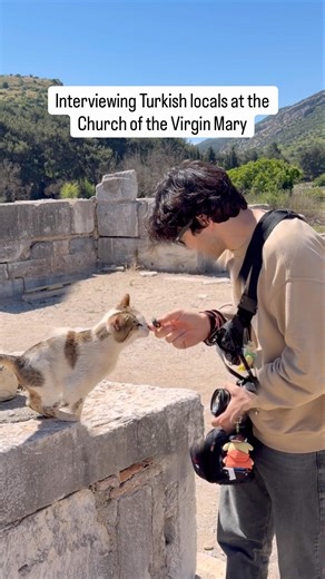 Street interview of a Turkish native at the Church of the virgin Mary in Ephesus