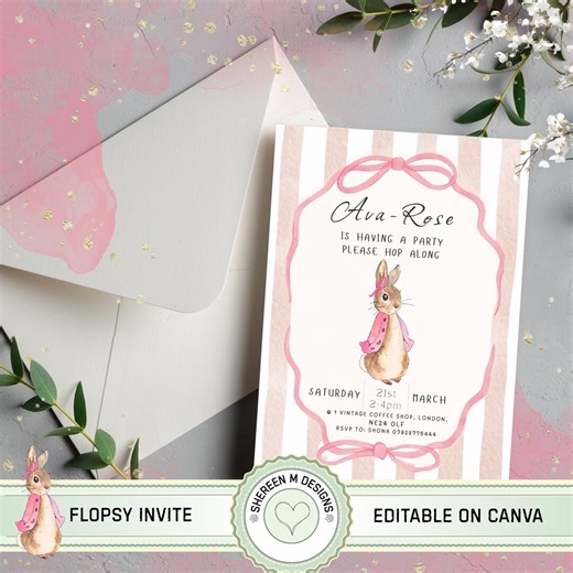 Editable A5 Flopsy Invitation Template | Digital Download | Canva Template - Etsy