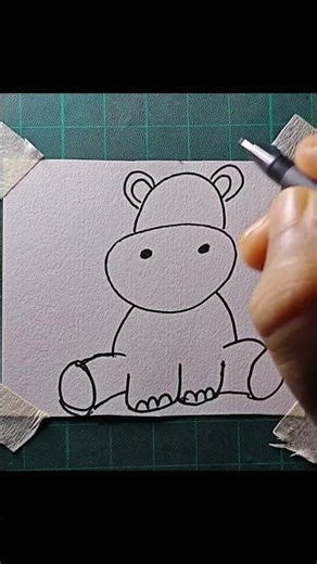Easy hippo drawing 😍 #drawing #artclass #easydrawing #art #artscraft #animaldrawing #simpledrawing