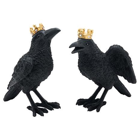 august & leo Set of 2 Jeweled Raven Statues | HSN