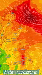 Strong wind gusts from Storm Otto. 💨🍃 Keep track of the WindRadar for the latest 👉 https://to.weatherandradar.co.uk/WindRadar | Weather & Radar UK / Ireland