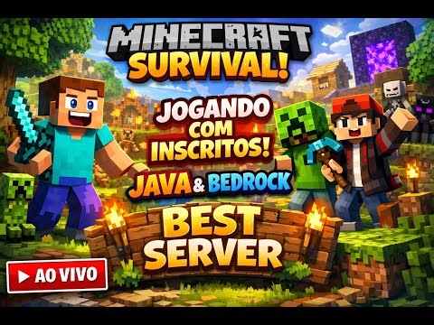 MINECRAFT JAVA E BEDROCK JUNTOS JOGANDO COM OS INSCRITOS #minecraft #liveshorts