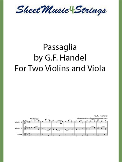 Passaglia by G.F. Handel for Strings: Accessible Arrangement
